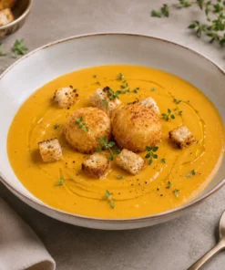 Supă Cremă de Sezon, Crochete de Ricotta, Crutoane Aromate