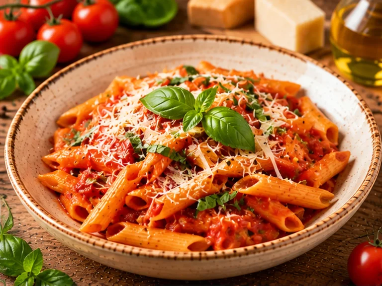 Penne cu Sos de Roșii și Parmesan
