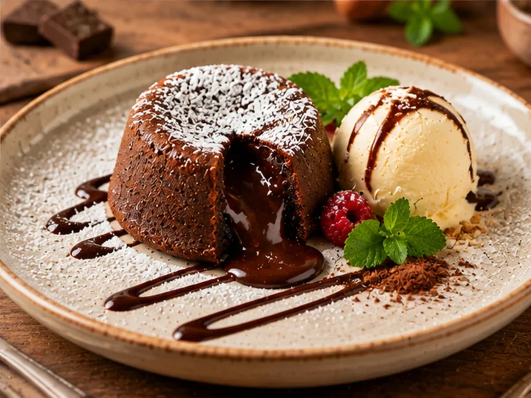 Lava Cake cu Înghețată de Vanilie